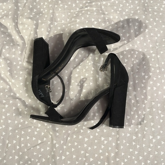 Taylor Black Seude Ankle Strap Heels - Picture 4 of 9